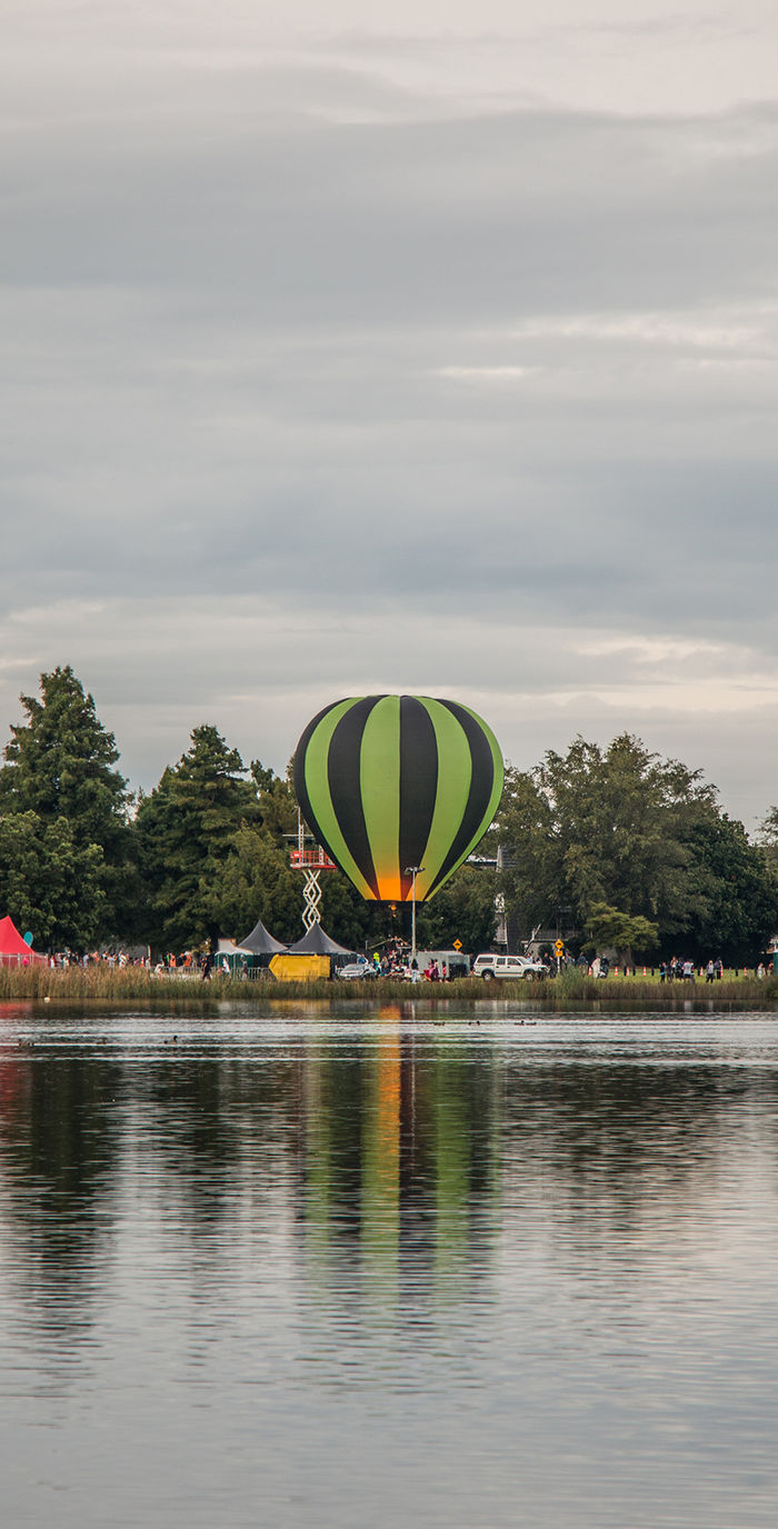 Hot air balloon being launched